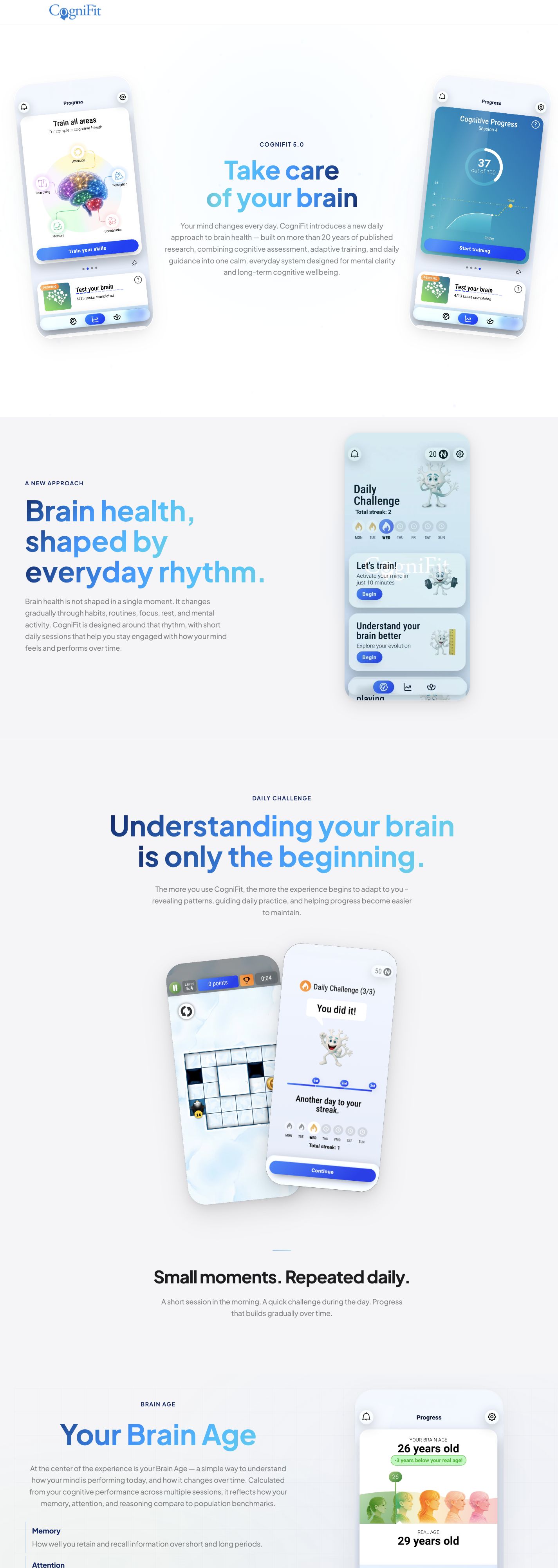 CogniFit 5.0 — captura do site publicado